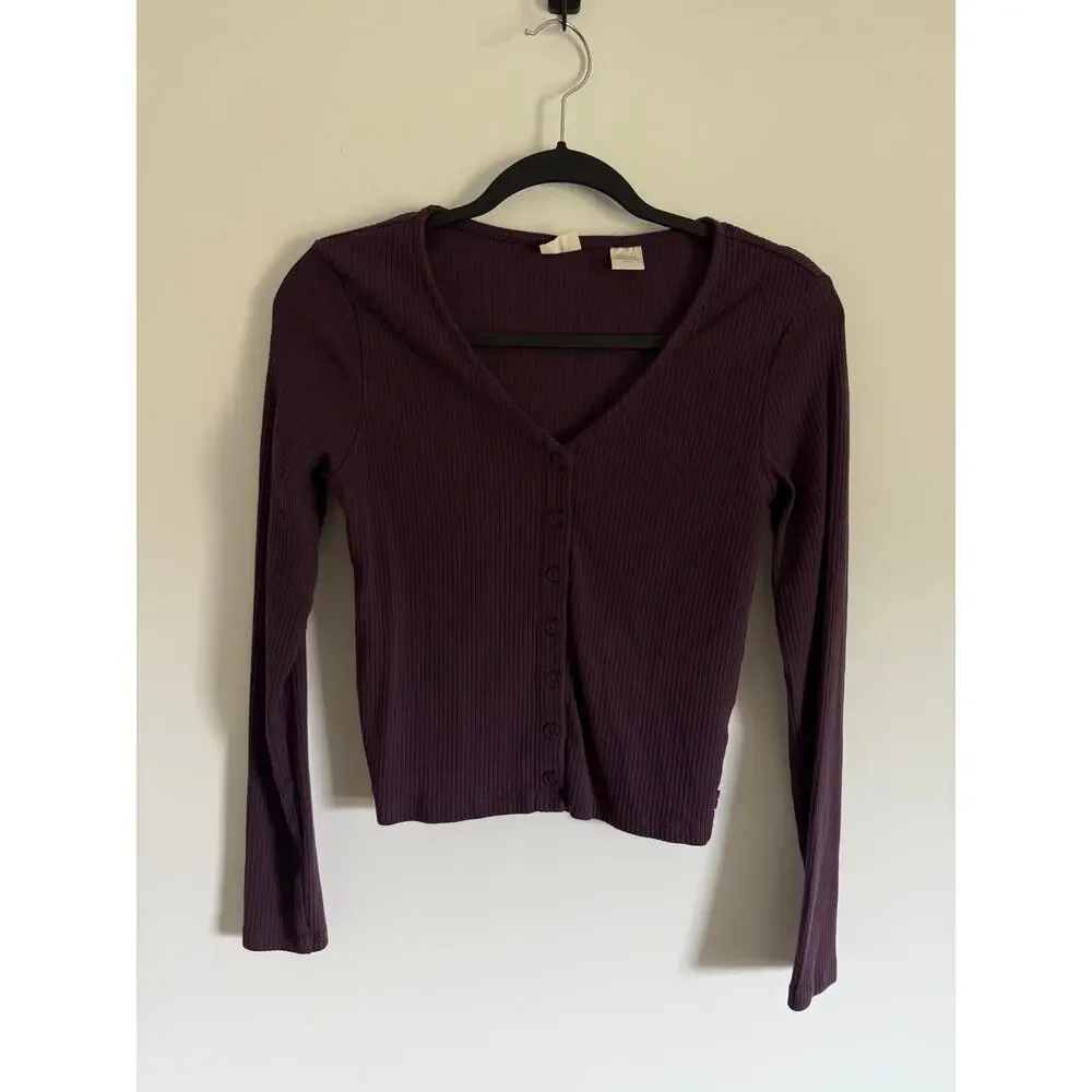 $35 Levi’s Muse Long Sleeve Cardigan Tee - Purple - Small - Picture 5 of 9